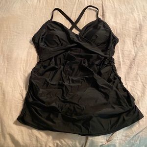 Black pink blush maternity swim tankini